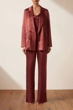 Shona Joy THALIA DOUBLE BREASTED BLAZER - SANGRIA