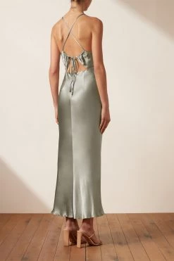 Shona Joy LA LUNE RUCHED BODICE MIDI DRESS - SAGE