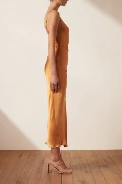 Shona Joy LILY BIAS RUCHED MIDI DRESS - TURMERIC DRESSES 8 Shona Joy LILY BIAS RUCHED MIDI DRESS - TURMERIC DRESSES