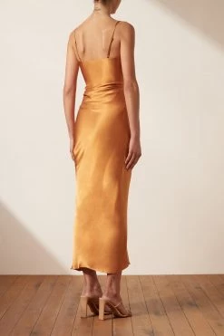 Shona Joy LILY BIAS RUCHED MIDI DRESS - TURMERIC DRESSES 9 Shona Joy LILY BIAS RUCHED MIDI DRESS - TURMERIC DRESSES