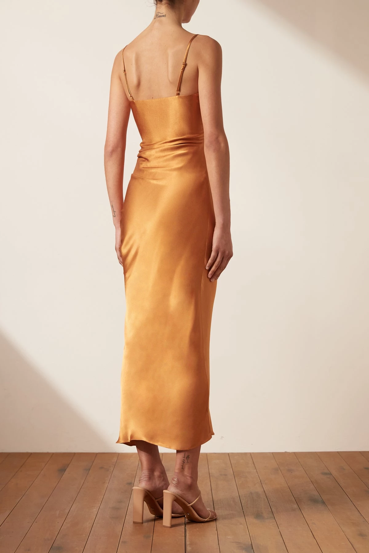 Shona Joy LILY BIAS RUCHED MIDI DRESS - TURMERIC DRESSES 5 Shona Joy LILY BIAS RUCHED MIDI DRESS - TURMERIC DRESSES