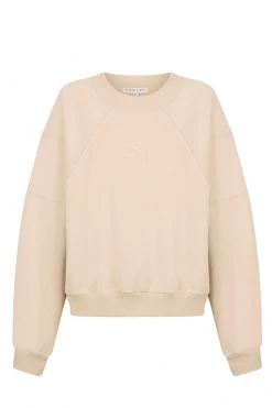 Shona Joy SJ LOGO BATWING SWEATER - SANDSTONE TOPS