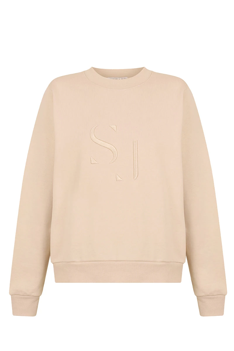 Shona Joy SJ LOGO SWEATER - SANDSTONE TOPS 1 Shona Joy SJ LOGO SWEATER - SANDSTONE TOPS