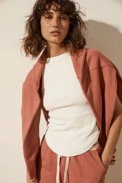 Shona Joy SJ LOGO CURVED HEM JUMPER - RHUBARB