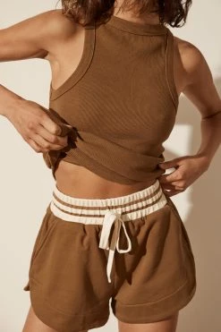 Shona Joy SJ CURVED HEM SHORT - CUMIN KNITWEAR