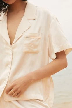 Shona Joy LA LUNE LOUNGE SHIRT SET - CREAM