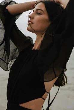 Shona Joy SAFIRA CUT OUT BACKLESS MIDI DRESS - BLACK DRESSES