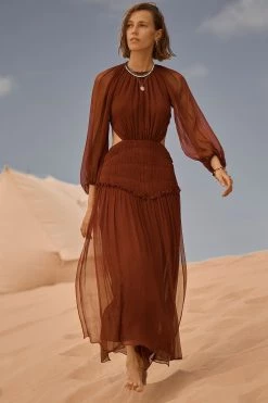 Shona Joy SAFIRA CUT OUT BACKLESS MIDI DRESS - SANGRIA DRESSES