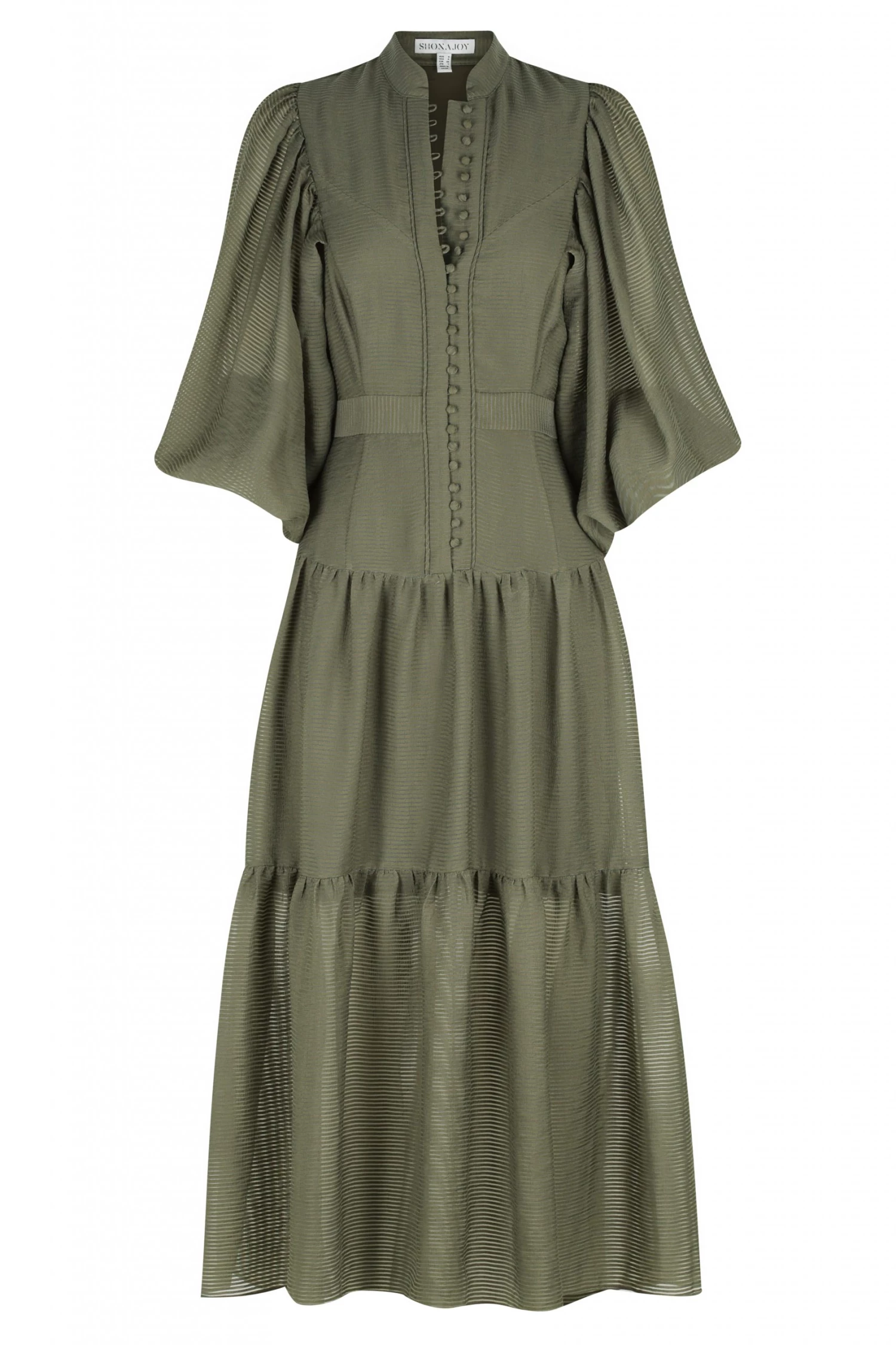 Shona Joy CHARLOTTE HIGH NECK MIDI DRESS - KHAKI 1 Shona Joy CHARLOTTE HIGH NECK MIDI DRESS - KHAKI