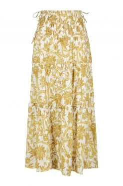 Shona Joy SAFFRON SHIRRED TIERED MIDI SKIRT