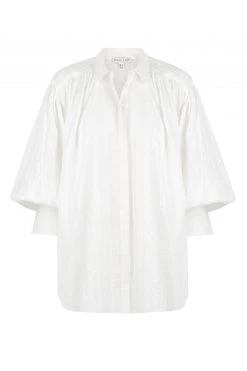 Shona Joy COSMO LINEN BUTTON UP BALLOON SLEEVE SHIRT - RICE TOPS