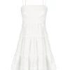 Shona Joy MAYA LINEN PIN TUCK OPEN BACK TIERED MINI DRESS - IVORY