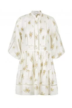 Shona Joy LILA LINEN PIN TUCK TUXEDO MINI DRESS