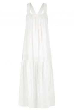 Shona Joy COSMO LINEN LOW BACK MIDI DRESS - RICE DRESSES