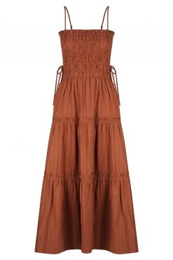 Shona Joy KAIA SHIRRED TIERED MIDI DRESS - PAPRIKA DRESSES