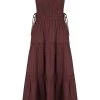 Shona Joy DRESSES KAIA SHIRRED TIERED MIDI DRESS - CHOCOLATE