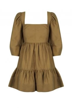 Shona Joy DRESSES MAYA LINEN OPEN BACK MINI DRESS - CUMIN