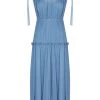Shona Joy NOEMI SHORT SLEEVE RUCHED MIDI DRESS - OCEAN DRESSES