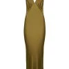 Shona Joy BEST SELLERS GIORGIA PLUNGED MIDI DRESS - OLIVE OIL