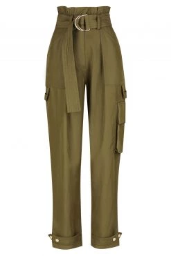 Shona Joy MATILDA LINEN UTILITY PAPERBAG PANT - FOREST SHORTS & PANTS