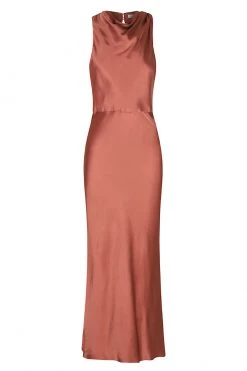 Shona Joy DRESSES LA LUNE HIGH NECK MIDI DRESS - TERRACOTTA