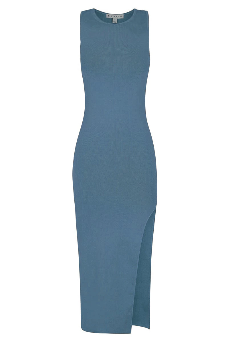 Shona Joy BASIC SLEEVELESS BACKLESS MIDI DRESS - BLUE SMOKE 1 Shona Joy BASIC SLEEVELESS BACKLESS MIDI DRESS - BLUE SMOKE