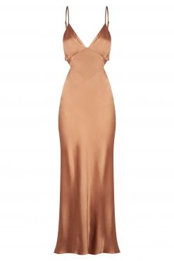 Shona Joy LA LUNE BACKLESS MIDI DRESS - COPPER
