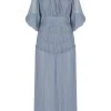 Shona Joy KAYLA BUTTON UP RUCHED MIDI DRESS - BLUE SMOKE