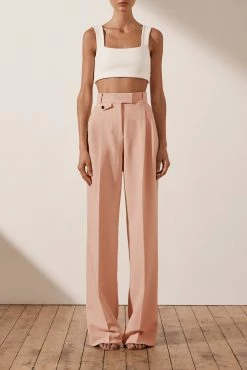 Shona Joy IVY HIGH WAISTED TAILORED PANT - ROSE DUST SHORTS & PANTS