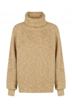 Shona Joy OLIVIA ROLL NECK JUMPER - CAMEL/MULTI TOPS
