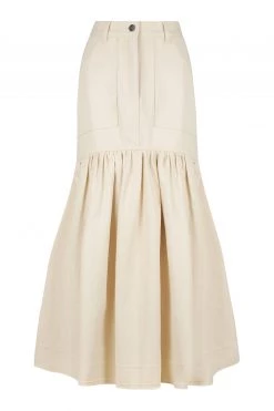 Shona Joy SIERRA FIT AND FLARE MIDI SKIRT - CREAM SKIRTS