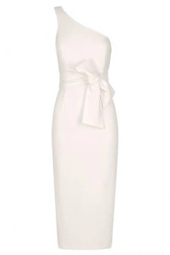 Shona Joy BRYANT ONE SHOULDER MIDI DRESS WITH BELT - IVORY