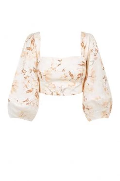 Shona Joy ROXANNE LINEN OPEN BACK CROP TOP