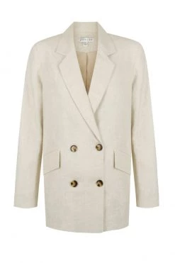 Shona Joy LUNA LINEN DOUBLE BREASTED BLAZER - NATURAL BEST SELLERS