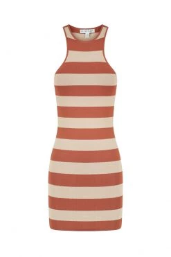Shona Joy PARIS RACER BACK MINI DRESS - CLAY/TAN