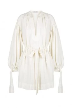 Shona Joy DRESSES BRIGITTE LINEN BALLOON SLEEVE MINI DRESS - TOFU