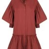Shona Joy ELLA BALLOON SLEEVE SHIRT MINI DRESS - SANGRIA DRESSES