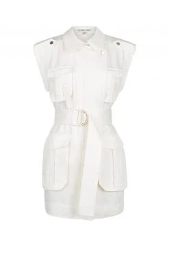 Shona Joy DRESSES MATILDA LINEN UTILITY MINI DRESS - IVORY