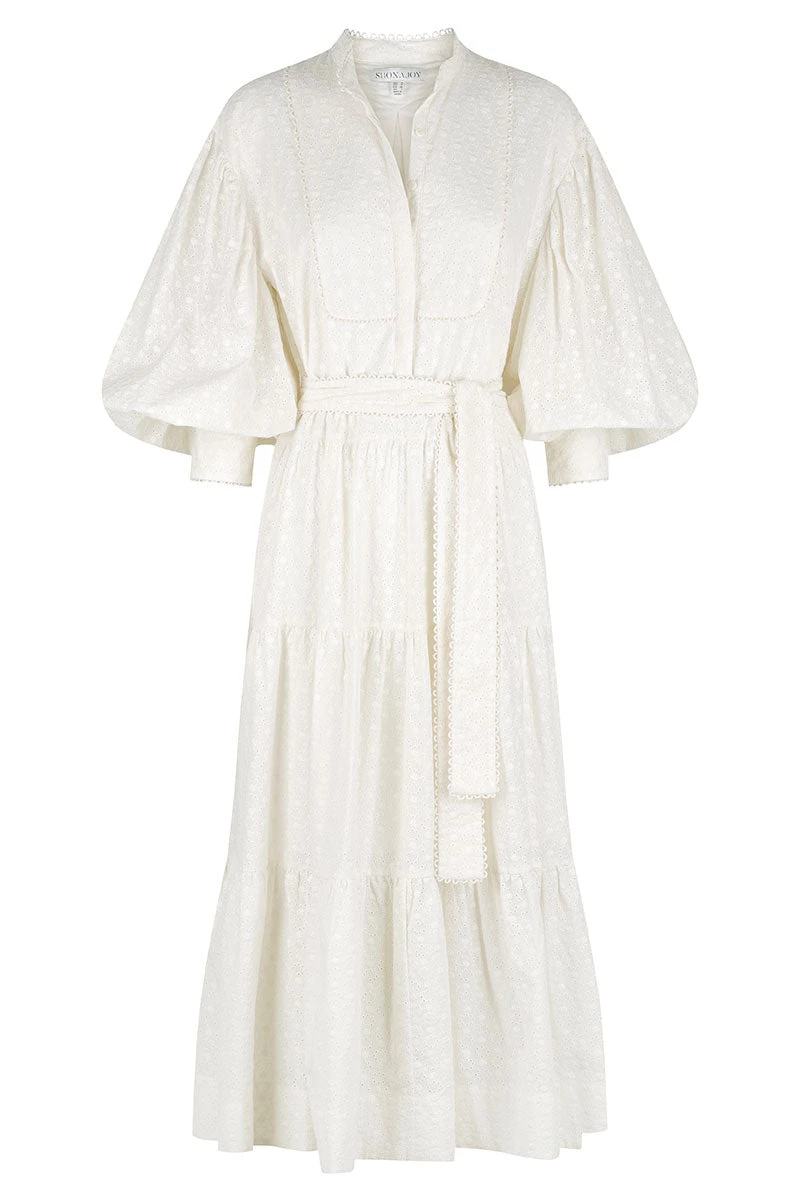 Shona Joy MAGNOLIA TIERED MIDI DRESS - IVORY DRESSES 1 Shona Joy MAGNOLIA TIERED MIDI DRESS - IVORY DRESSES