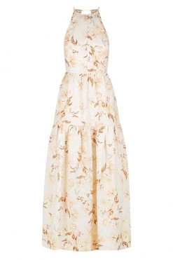 Shona Joy ROXANNE LINEN OPEN BACK TIERED MIDI DRESS DRESSES