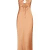 Shona Joy ELOISE LACE UP MIDI DRESS - CARAMEL DRESSES