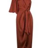 Shona Joy LUXE TIE FRONT ONE SHOULDER DRESS - SANGRIA
