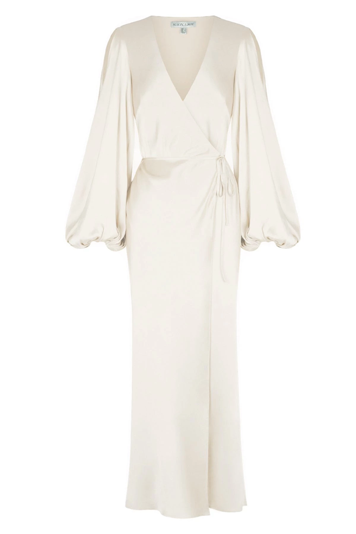 Shona Joy DRESSES LA LUNE FULL SLEEVE WRAP MIDI DRESS - CREAM 1 Shona Joy DRESSES LA LUNE FULL SLEEVE WRAP MIDI DRESS - CREAM