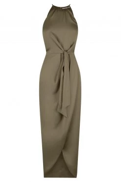 Shona Joy LUXE TIE FRONT SLEEVELESS MIDI DRESS - PINE DRESSES