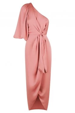 Shona Joy LUXE TIE FRONT ONE SHOULDER DRESS - ROSE