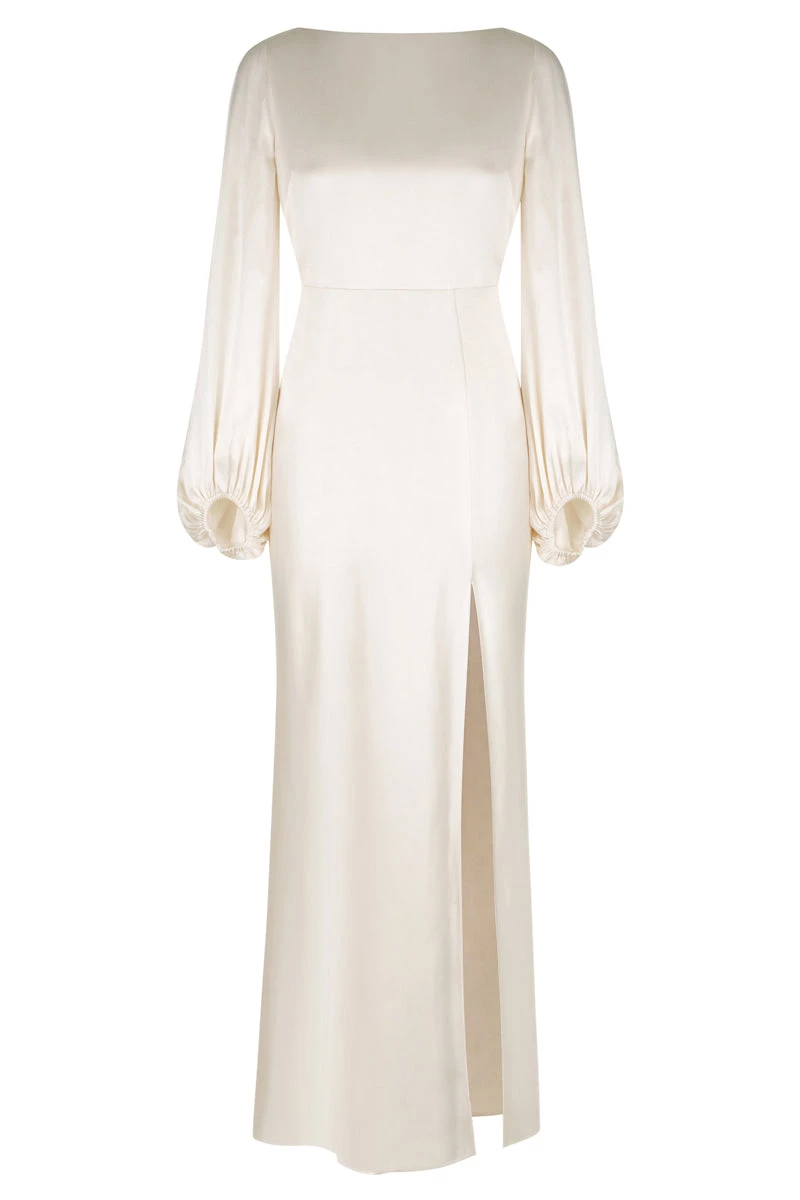 Shona Joy LA LUNE BALLOON SLEEVE BACKLESS MIDI DRESS - CREAM 1 Shona Joy LA LUNE BALLOON SLEEVE BACKLESS MIDI DRESS - CREAM
