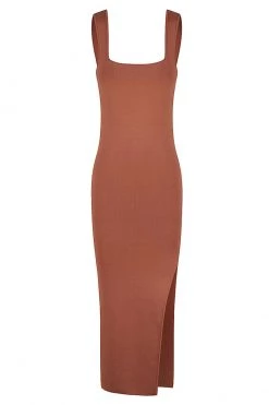 Shona Joy DRESSES BASIC SQUARE NECK MIDI DRESS - CLAY