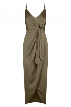 Shona Joy DRESSES LUXE TIE FRONT COCKTAIL DRESS - PINE