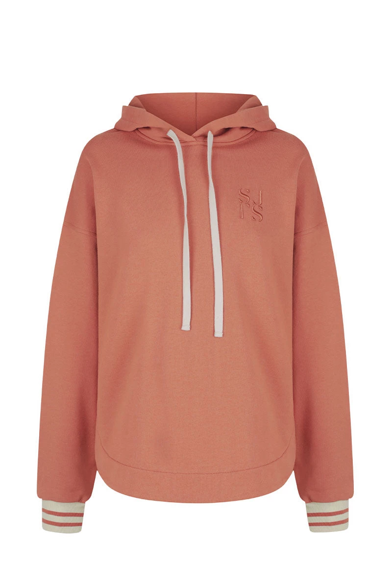 Shona Joy SJ LOGO CURVED HEM HOODIE - RHUBARB TOPS 1 Shona Joy SJ LOGO CURVED HEM HOODIE - RHUBARB TOPS