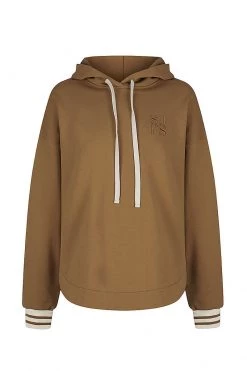 Shona Joy SJ LOGO CURVED HEM HOODIE - CUMIN TOPS
